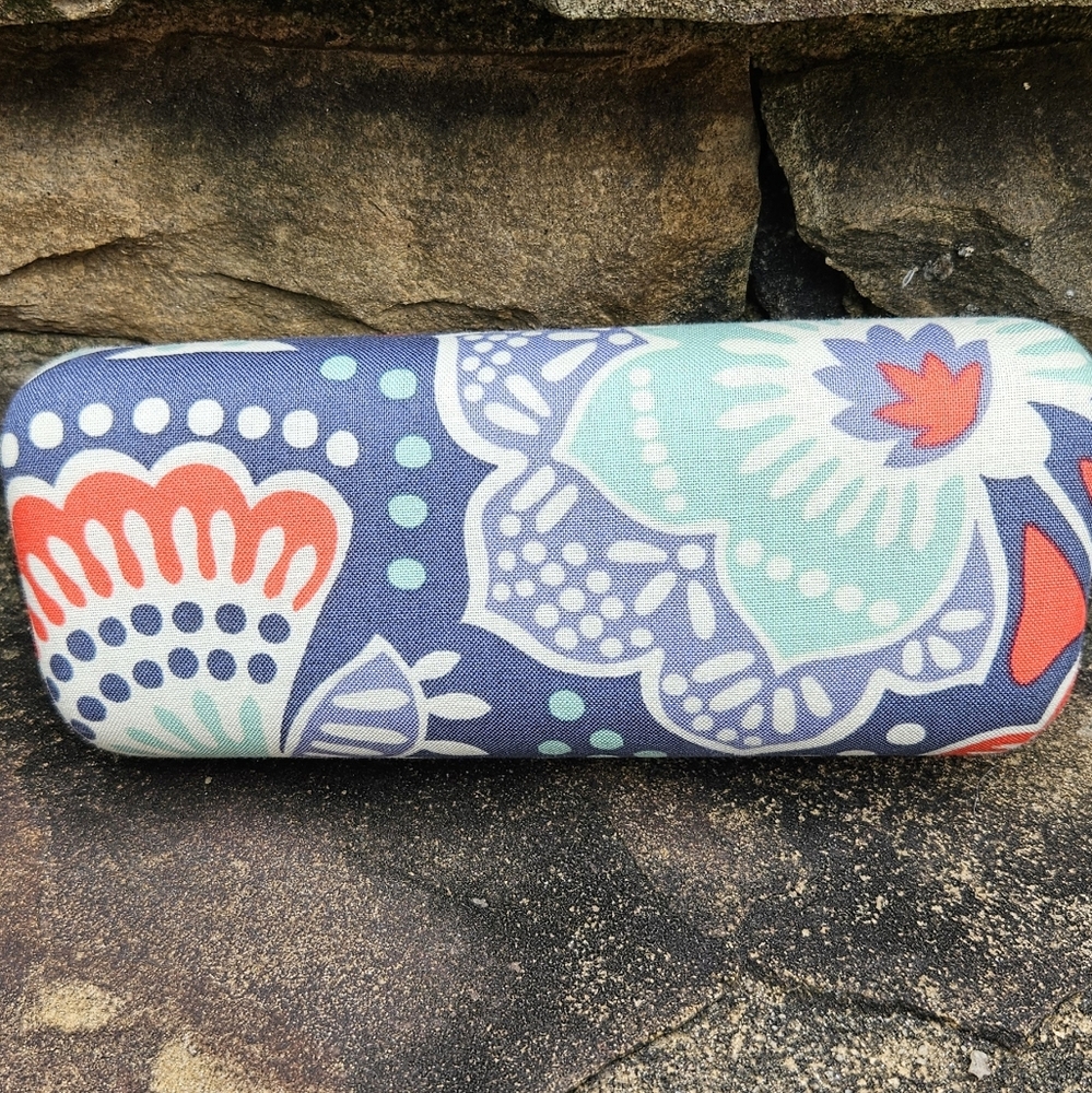 Vera Bradley Floral Glasses Case - Blue and Orange